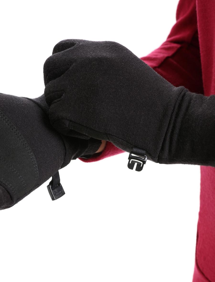 Black Men's Icebreaker Unisex RealFleece™ Merino Sierra Gloves | USA 1057NWYB